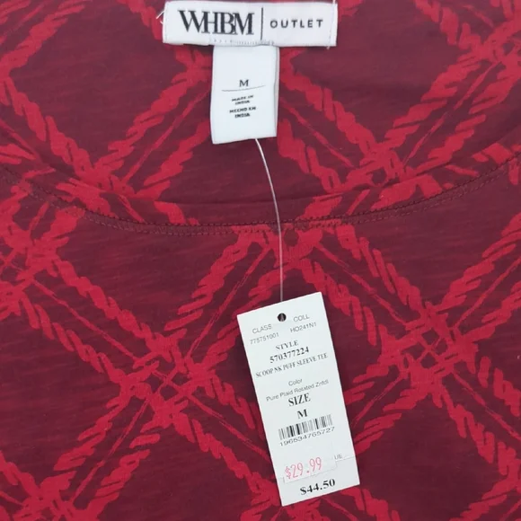 White House Black Market Red Patterned Top - Picture 2 of 5